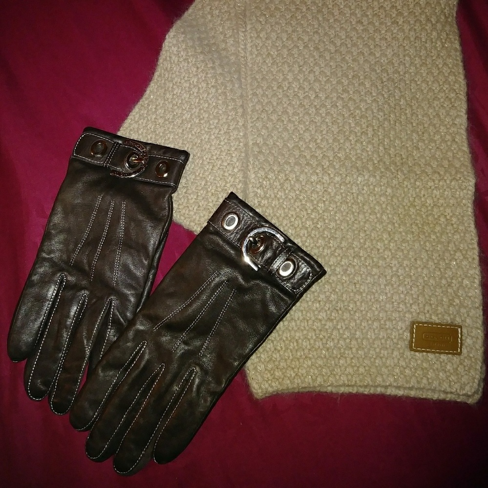 Coach leather gloves